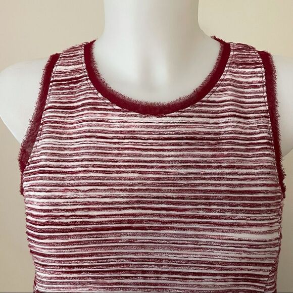 ANTHROPOLOGIE VANESSAVIRGINIA MERLOT‎ STRIPE KNIT SLEEVELESS FRINGED TANK SZ S - Picture 3 of 11